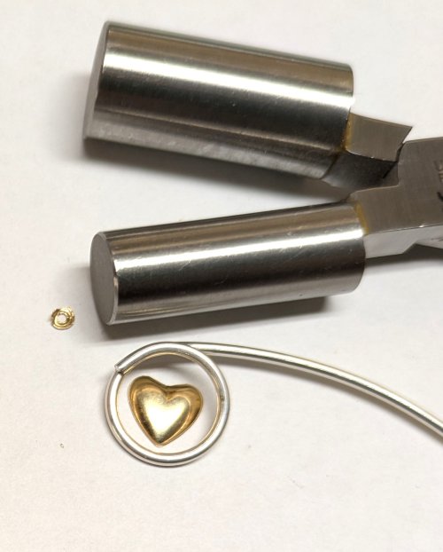 Judy Larson's Hearts and Flowers Charms - , Classic Wire Jewelry, Cutting, Cutting Tool, Cutters, Filing, Finishing, Butane Torch, Soldering, Solder, Design, Use the smaller side of Wubbers Extra-Large Bail Making Pliers 